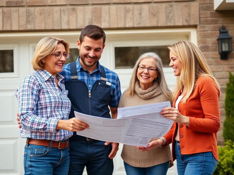 Family reviewing garage door financing options